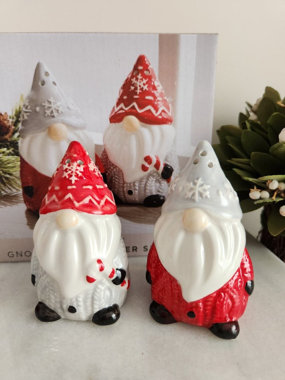 Gnome Salt & Pepper Shakers Merry Makers Holiday Ceramic